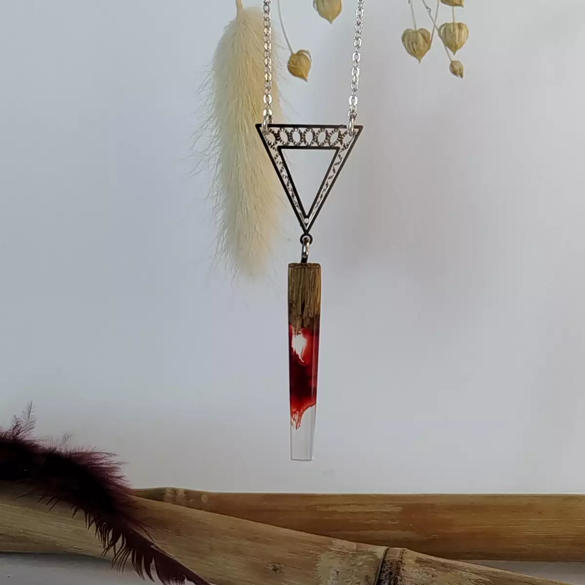 Collier pendentif en Bois&Résine