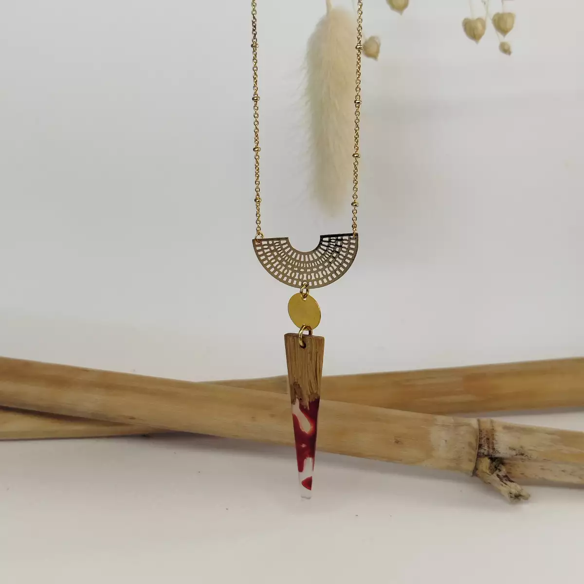 Collier pendentif en Bois&Résine